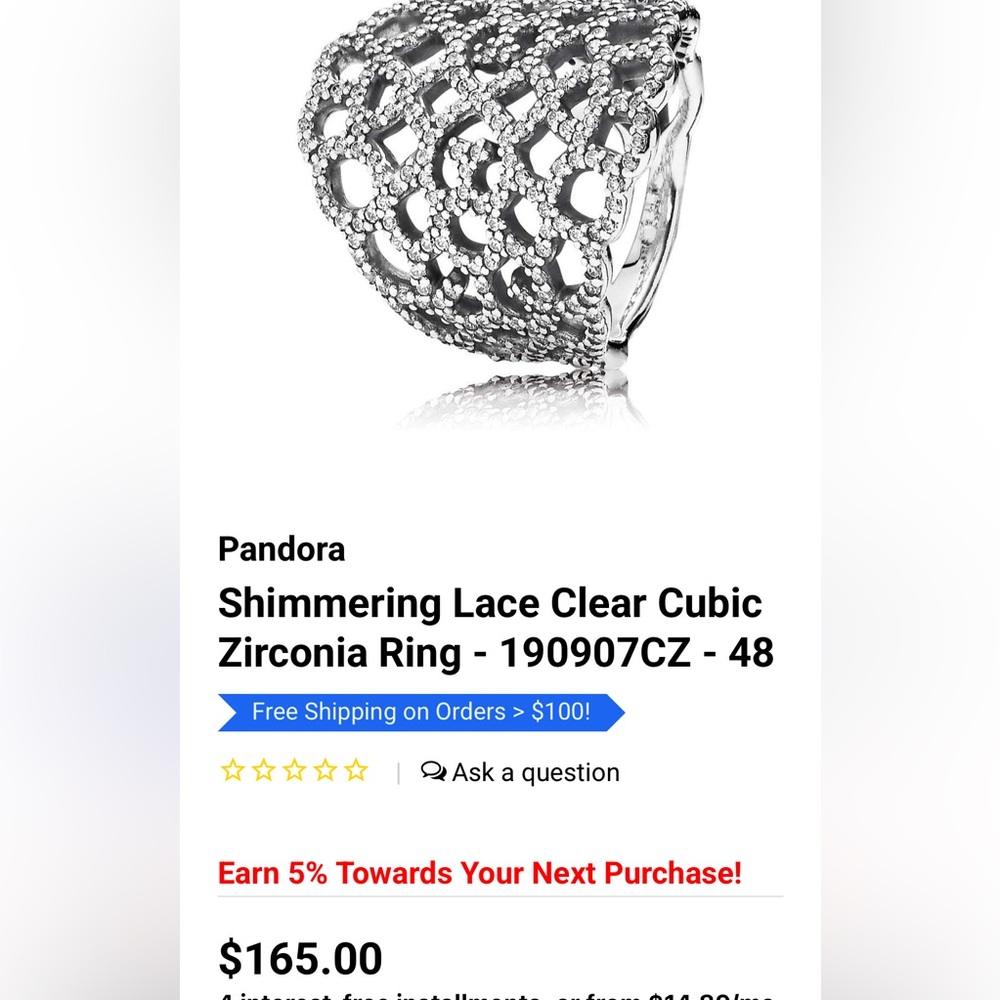 Beautiful retired Authentic Pandora ring. - Picture 4 of 4